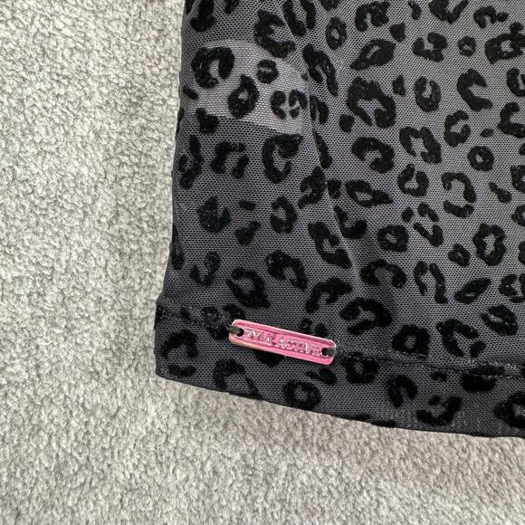 Zyia Active XL Black Leopard Burnout Mesh Tank Top Sheer Sleeveless Shirt - Picture 6 of 8